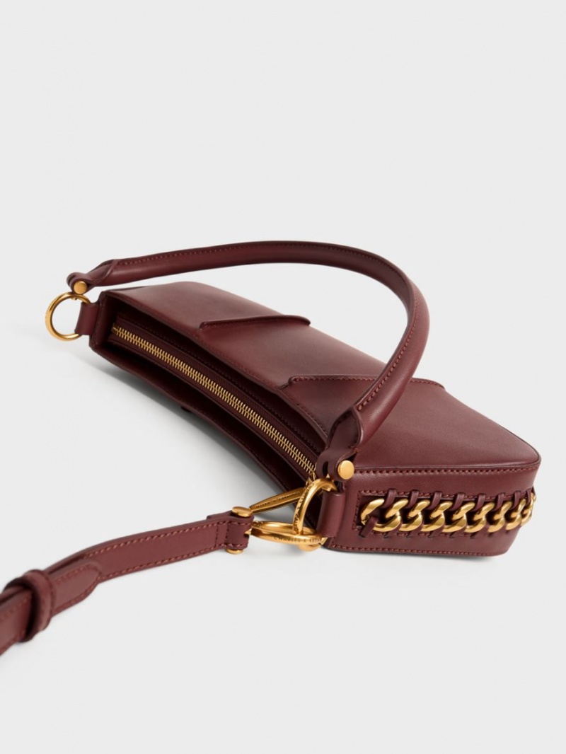 Charles And Keith Arlys Curved Shoulder Bags Chocolate | PHILIPPINES I915