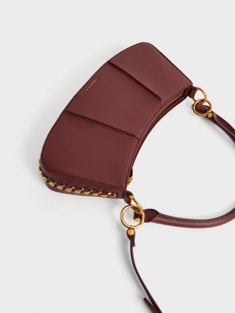 Charles And Keith Arlys Curved Shoulder Bags Chocolate | PHILIPPINES I915