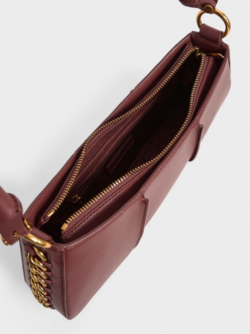 Charles And Keith Arlys Curved Shoulder Bags Chocolate | PHILIPPINES I915