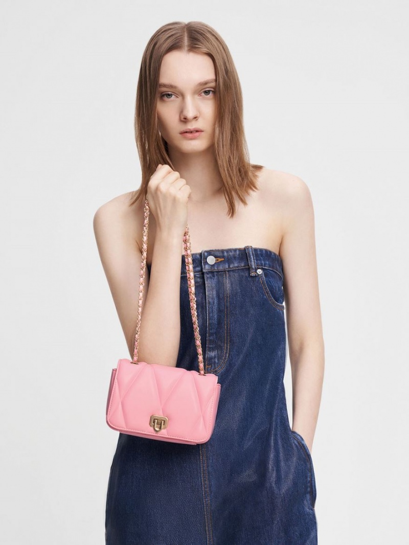 Charles And Keith Arwen Quilted Shoulder Bags Pink | PHILIPPINES D234