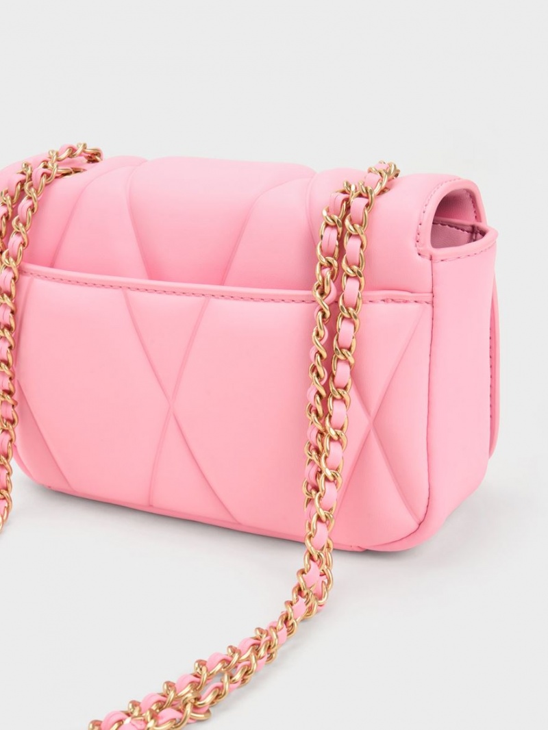 Charles And Keith Arwen Quilted Shoulder Bags Pink | PHILIPPINES D234