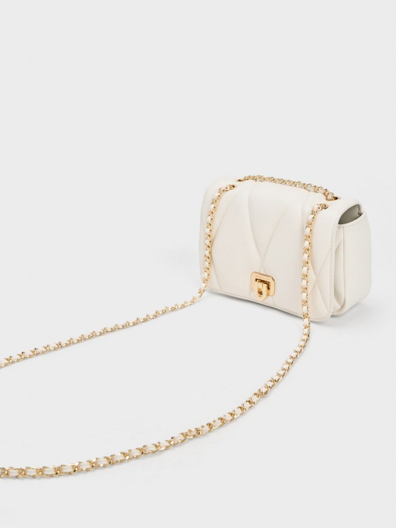 Charles And Keith Arwen Quilted Shoulder Bags White | PHILIPPINES M108