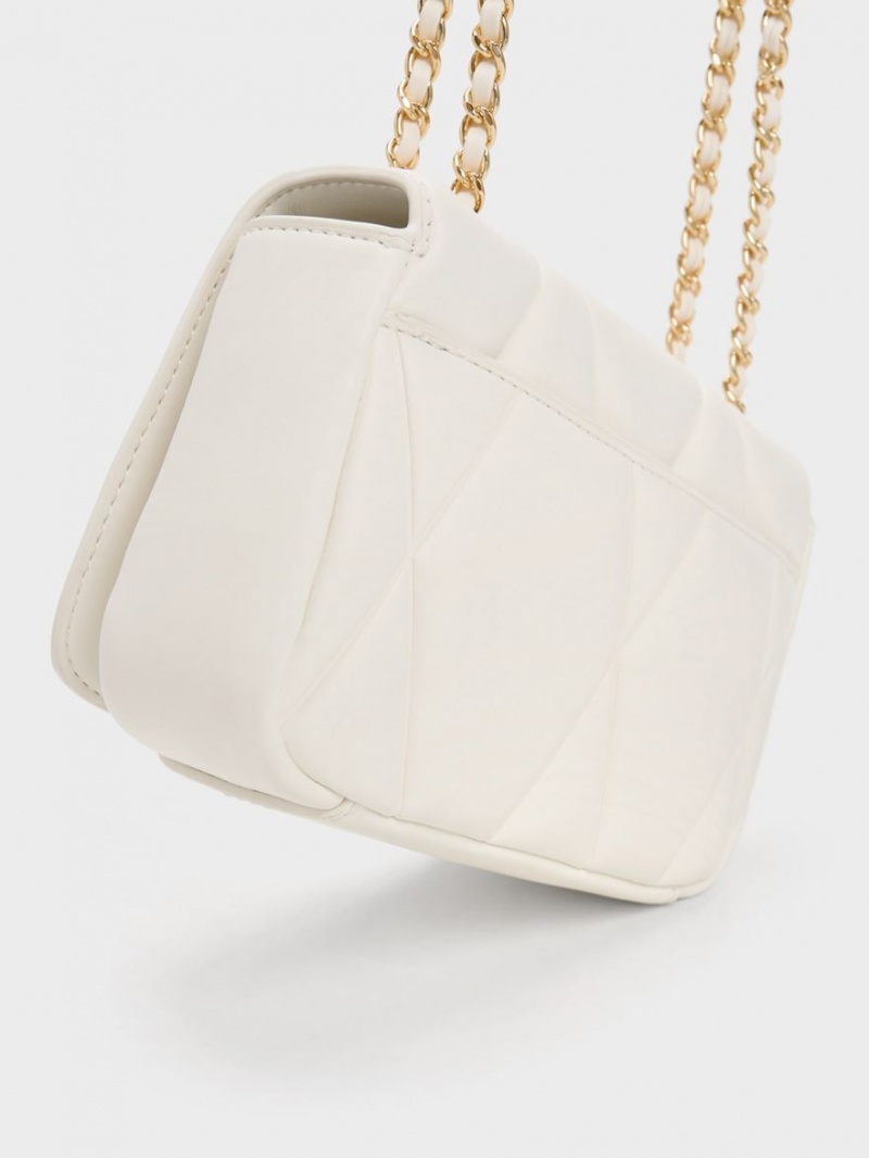 Charles And Keith Arwen Quilted Shoulder Bags White | PHILIPPINES M108