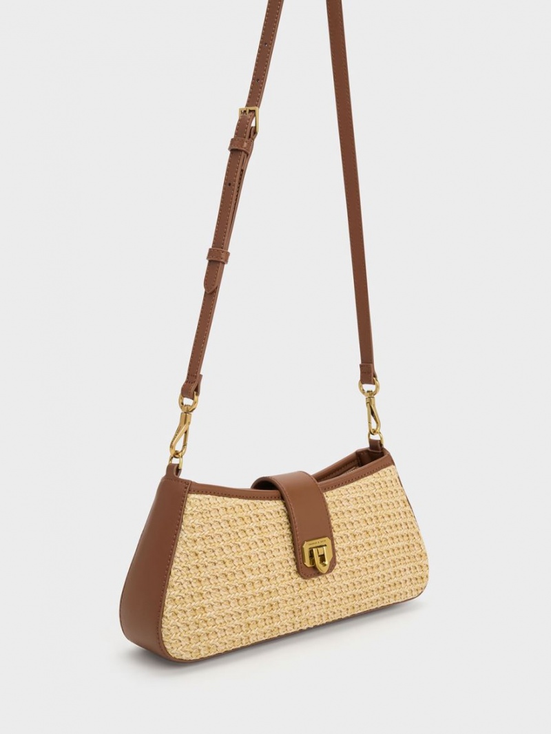 Charles And Keith Arwen Raffia Chunky Chain Tote Bags Beige | PHILIPPINES H132