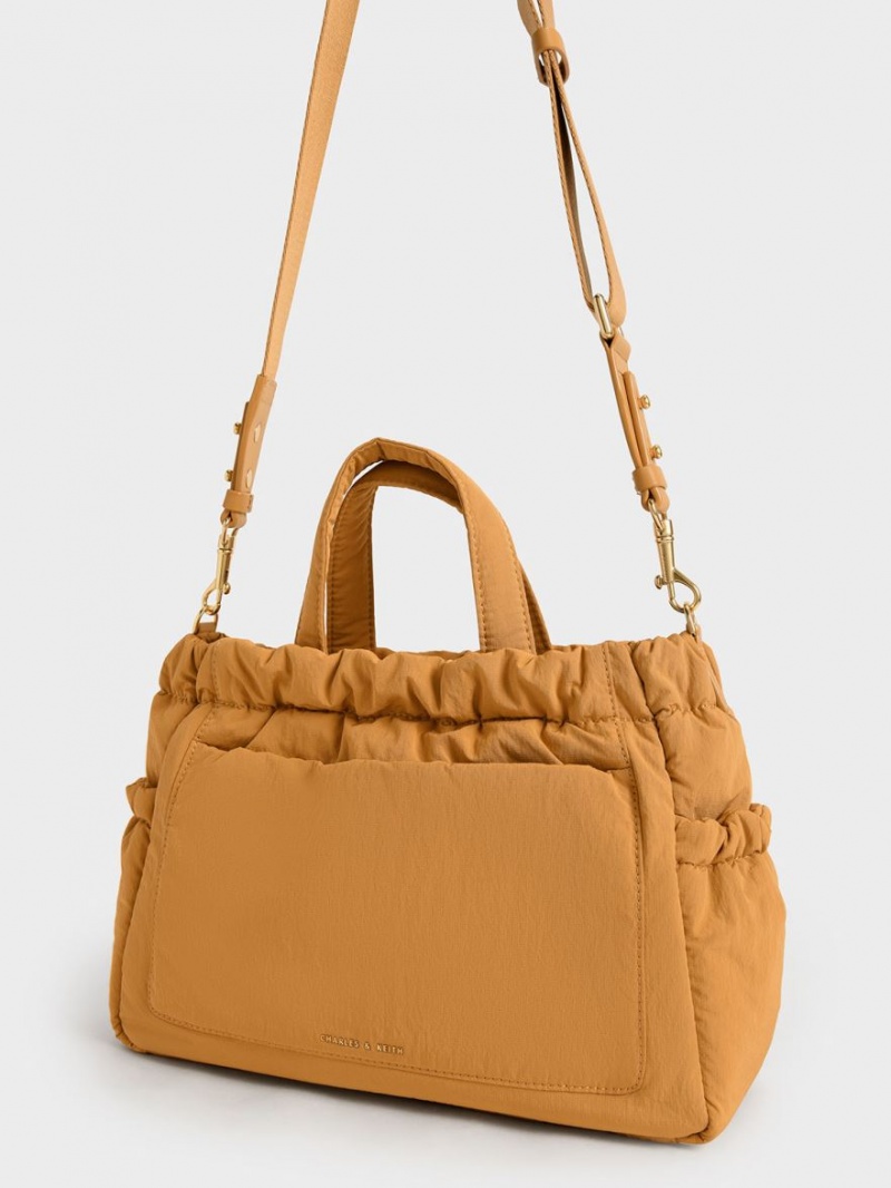 Charles And Keith Aspen Ruched Double Handle Tote Bags Orange | PHILIPPINES W258