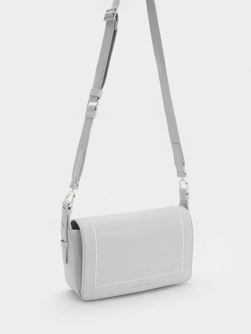 Charles And Keith Astra Chain Handbag Light Grey | PHILIPPINES V914