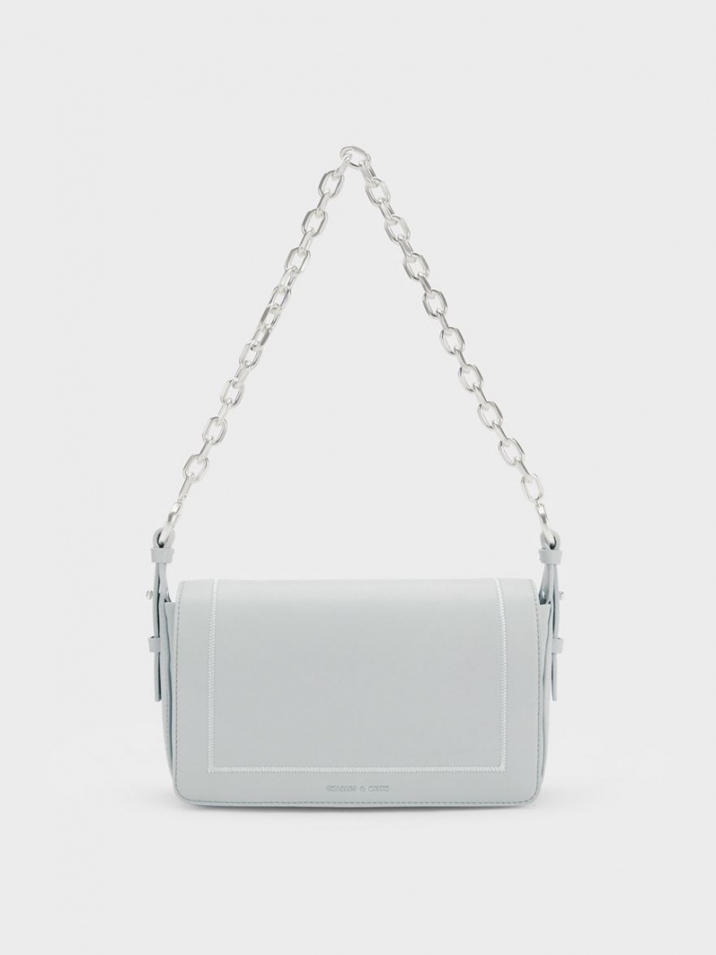 Charles And Keith Astra Chain Handbag Light Grey | PHILIPPINES V914