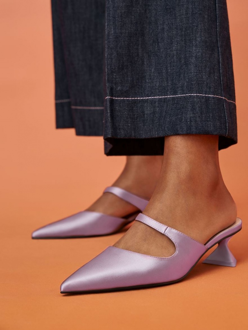 Charles And Keith Asymmetric Sculptural Heel Pumps Purple | PHILIPPINES M274