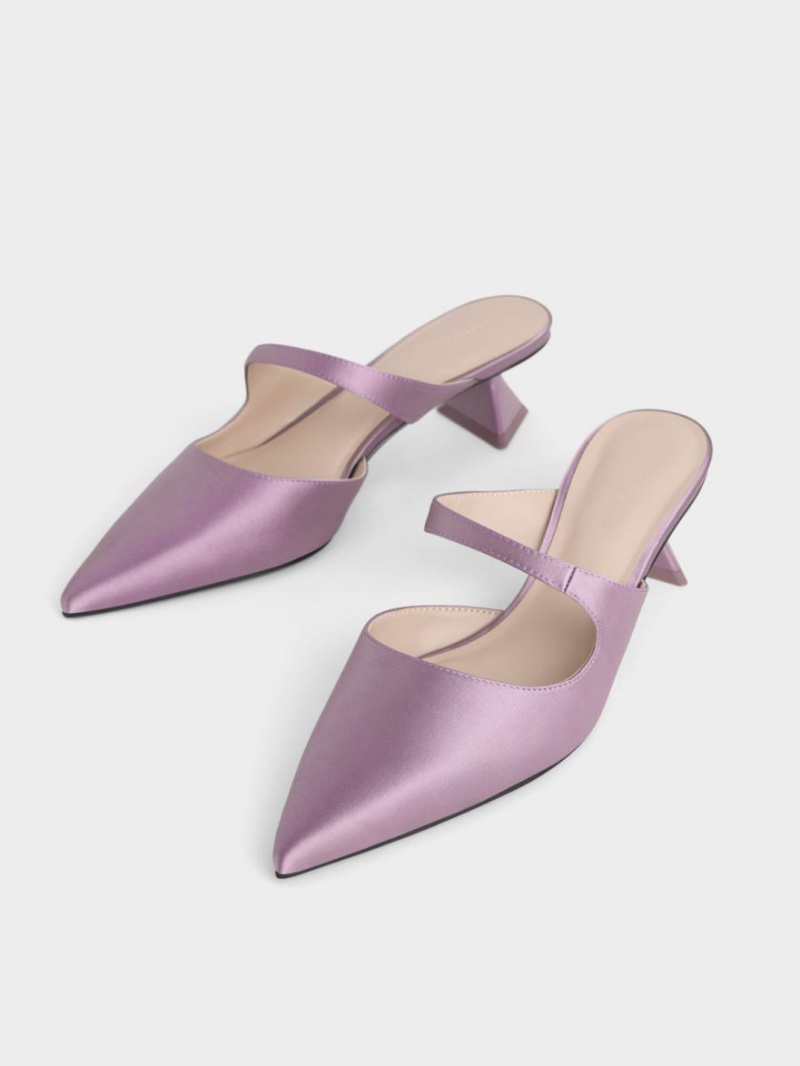 Charles And Keith Asymmetric Sculptural Heel Pumps Purple | PHILIPPINES M274