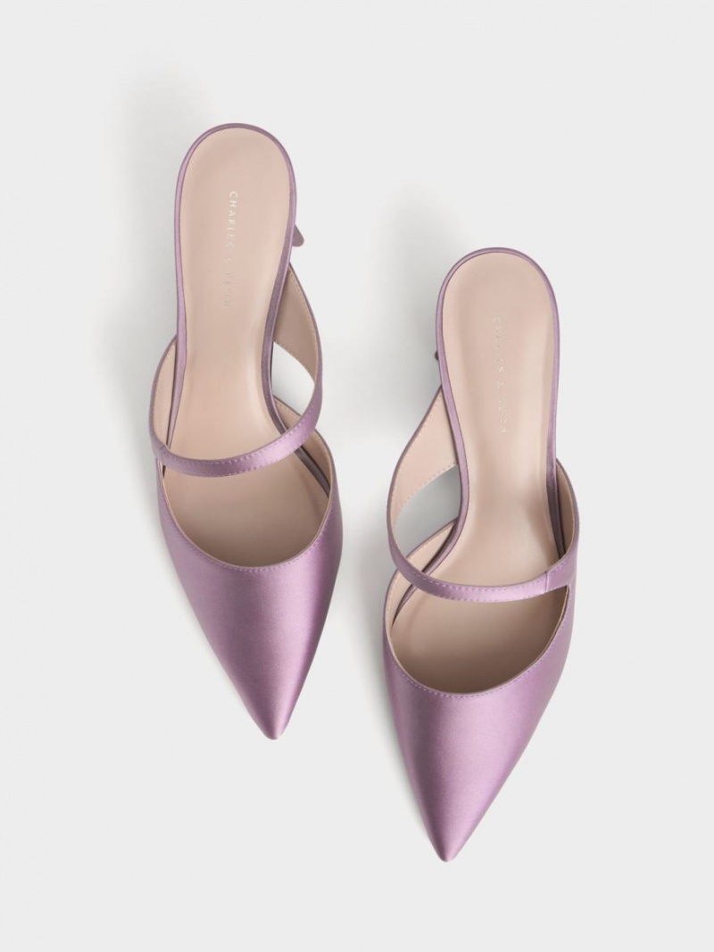 Charles And Keith Asymmetric Sculptural Heel Pumps Purple | PHILIPPINES M274