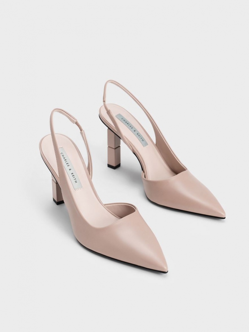 Charles And Keith Asymmetric Sculptural Heel Pumps Beige | PHILIPPINES H653