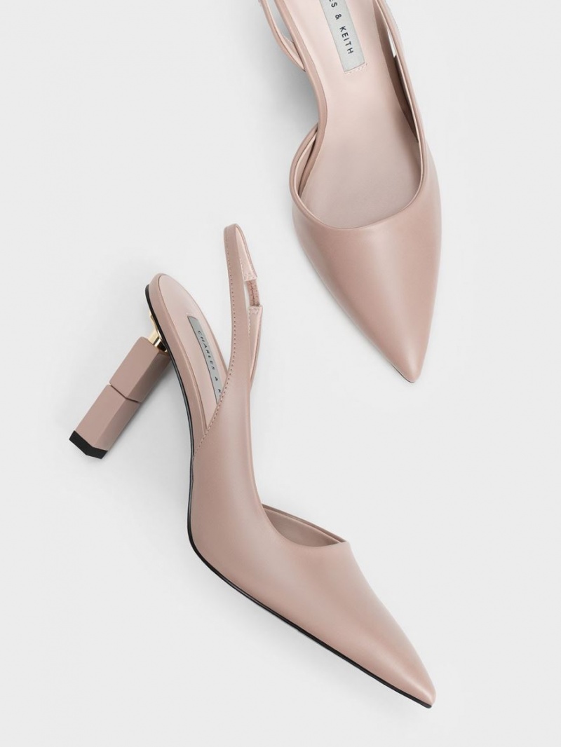 Charles And Keith Asymmetric Sculptural Heel Pumps Beige | PHILIPPINES H653