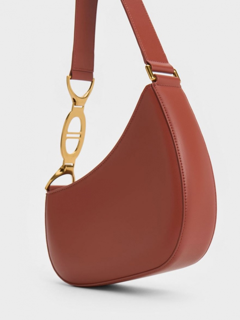 Charles And Keith Asymmetrical Shoulder Bags Brown | PHILIPPINES D746