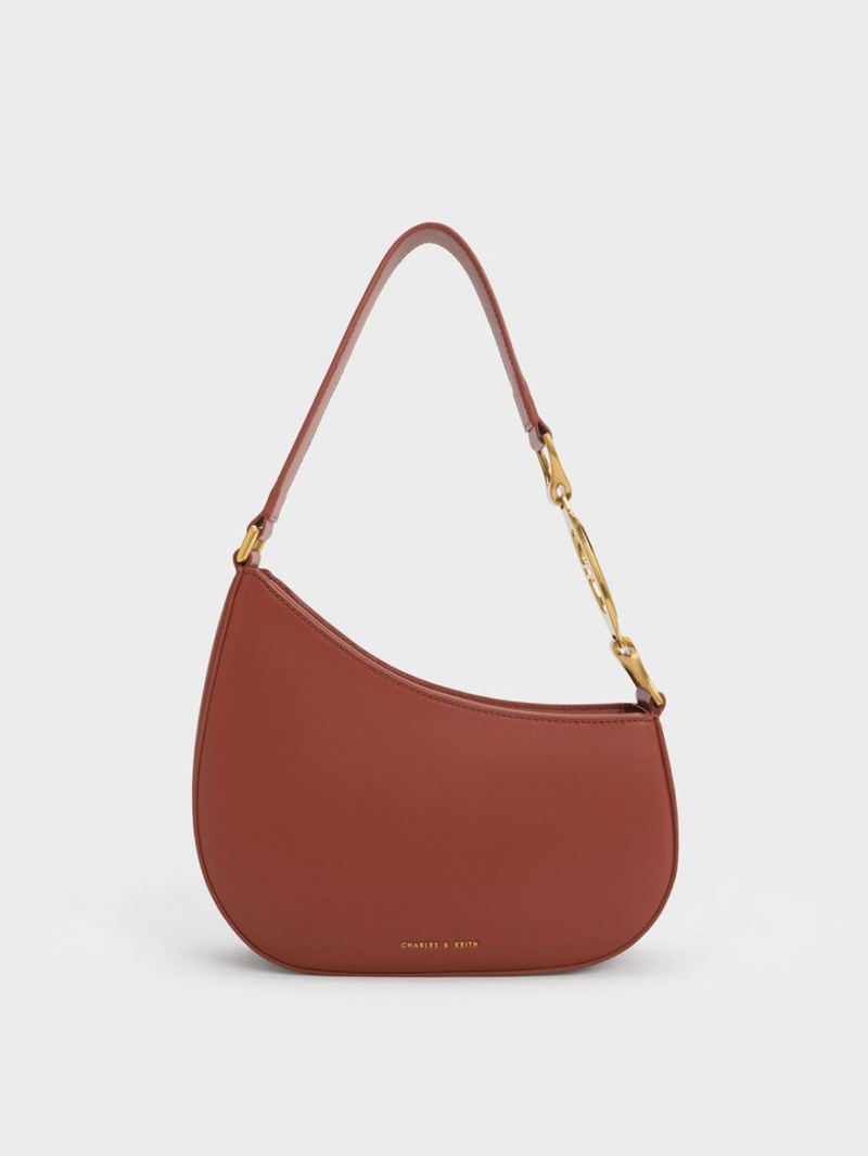 Charles And Keith Asymmetrical Shoulder Bags Brown | PHILIPPINES D746