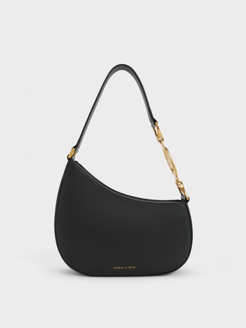 Charles And Keith Asymmetrical Shoulder Bags Black | PHILIPPINES E678