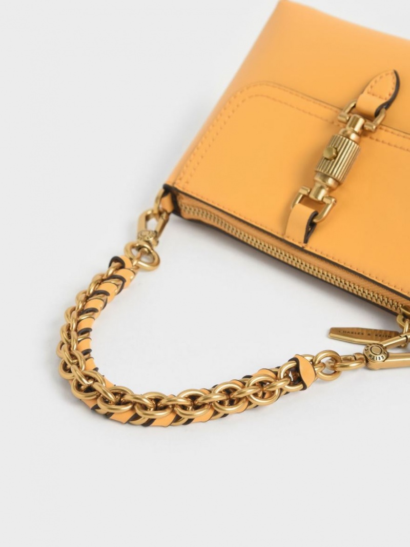 Charles And Keith Atlas Chain Handbag Mustard | PHILIPPINES E826