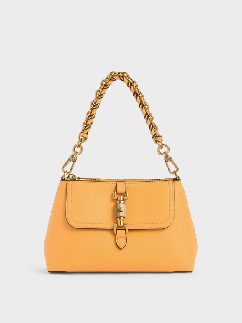 Charles And Keith Atlas Chain Handbag Mustard | PHILIPPINES E826