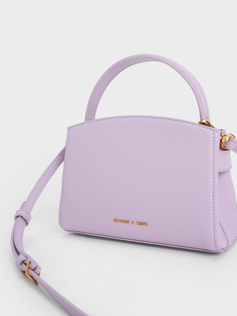 Charles And Keith Aubrielle Metallic Buckle Top Handbag Purple | PHILIPPINES D836