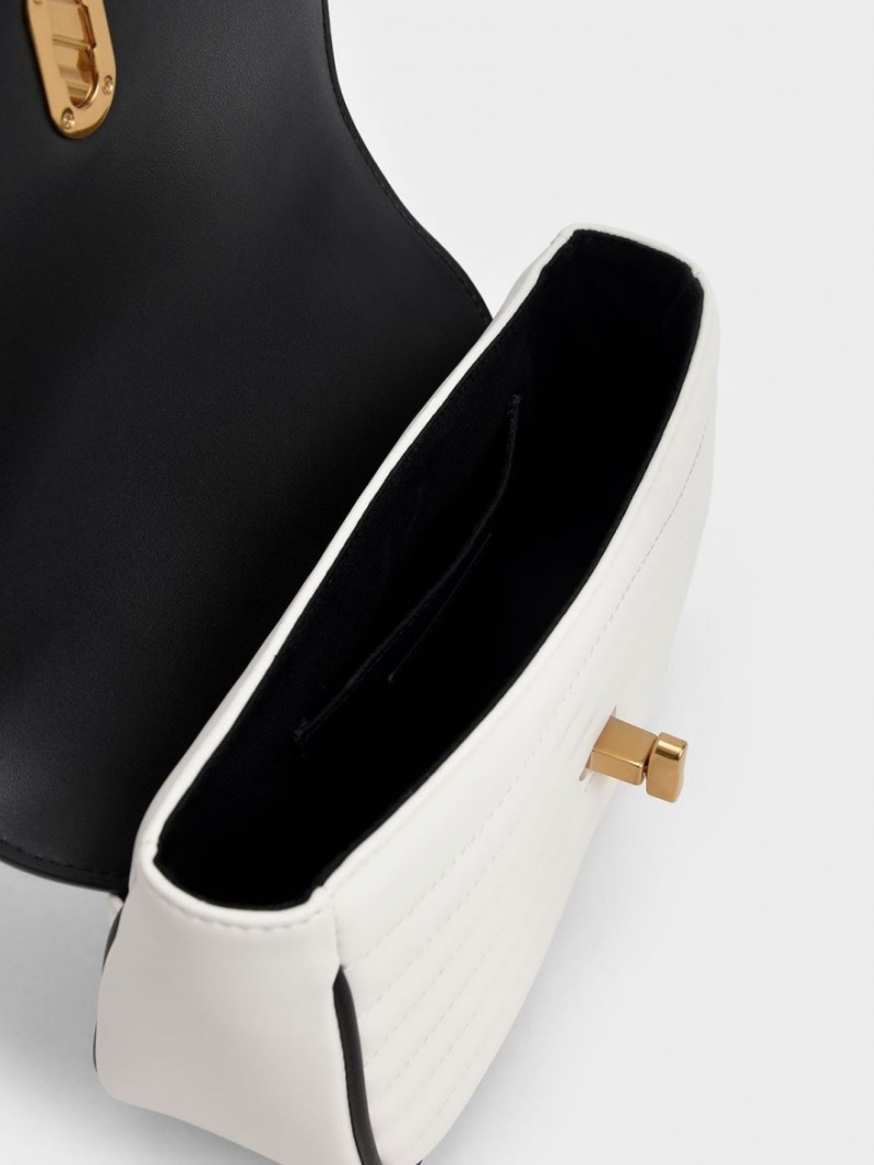 Charles And Keith Aubrielle Panelled Crossbody Bags Black / White | PHILIPPINES E081