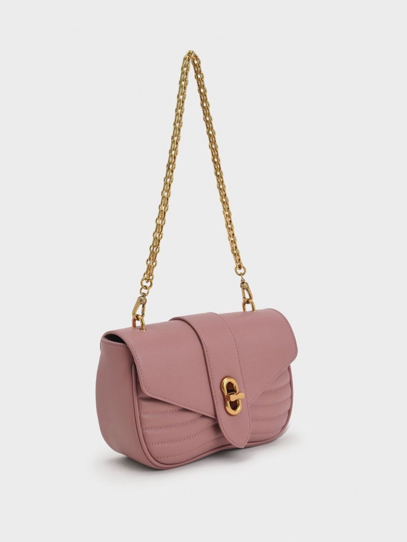 Charles And Keith Aubrielle Panelled Crossbody Bags Purple | PHILIPPINES B782