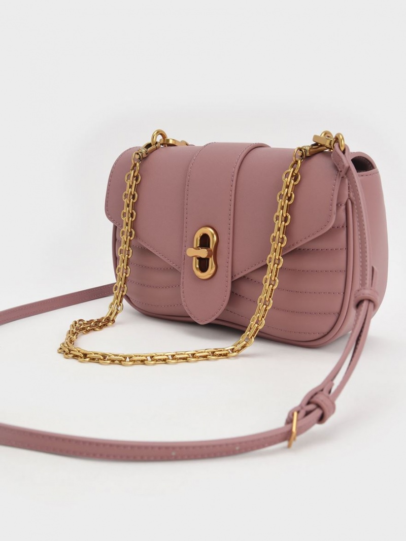 Charles And Keith Aubrielle Panelled Crossbody Bags Purple | PHILIPPINES B782