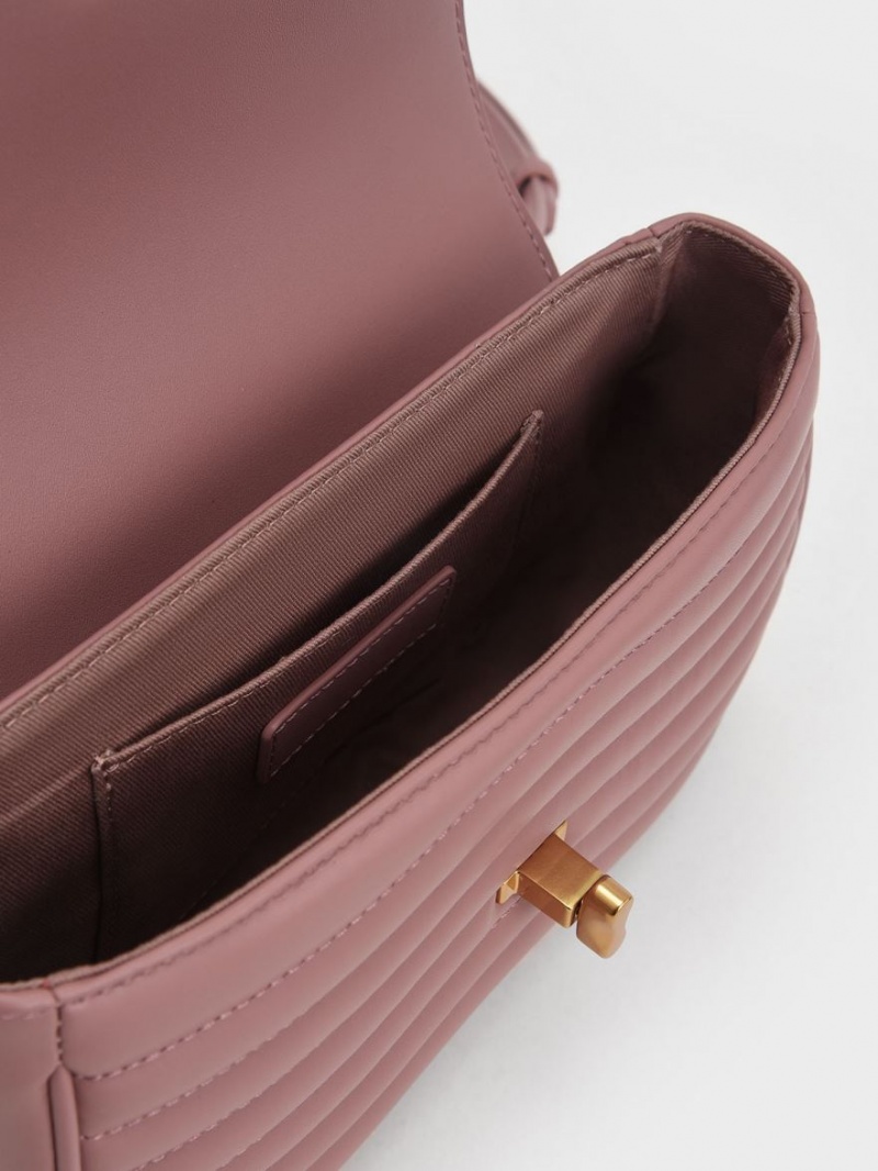 Charles And Keith Aubrielle Panelled Crossbody Bags Purple | PHILIPPINES B782