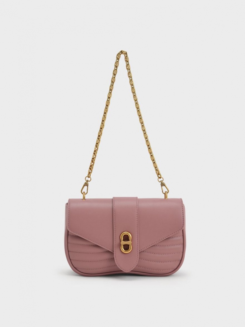 Charles And Keith Aubrielle Panelled Crossbody Bags Purple | PHILIPPINES B782