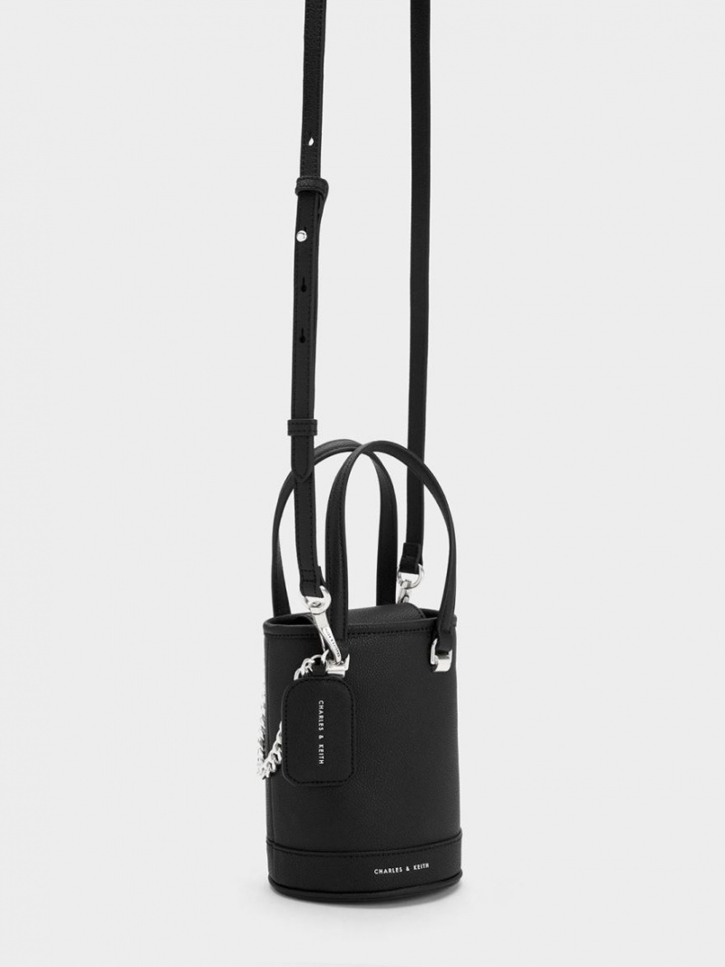 Charles And Keith Avis Cylindrical Bucket Bags Black | PHILIPPINES S197