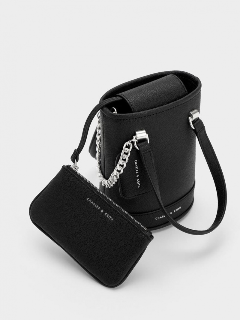 Charles And Keith Avis Cylindrical Bucket Bags Black | PHILIPPINES S197