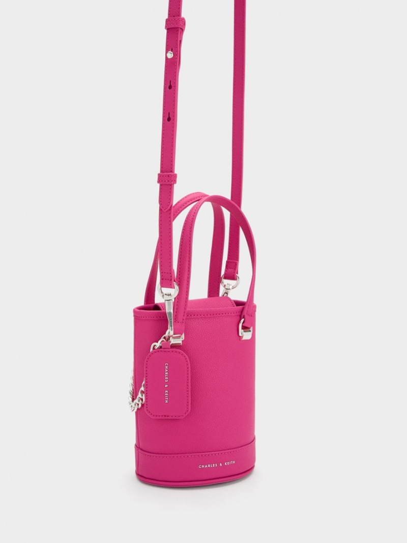 Charles And Keith Avis Cylindrical Bucket Bags Fuchsia | PHILIPPINES B086