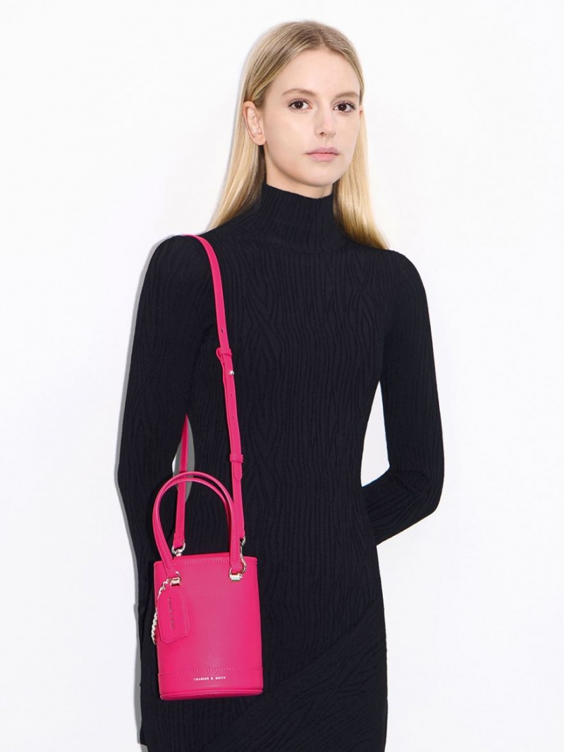 Charles And Keith Avis Cylindrical Bucket Bags Fuchsia | PHILIPPINES B086