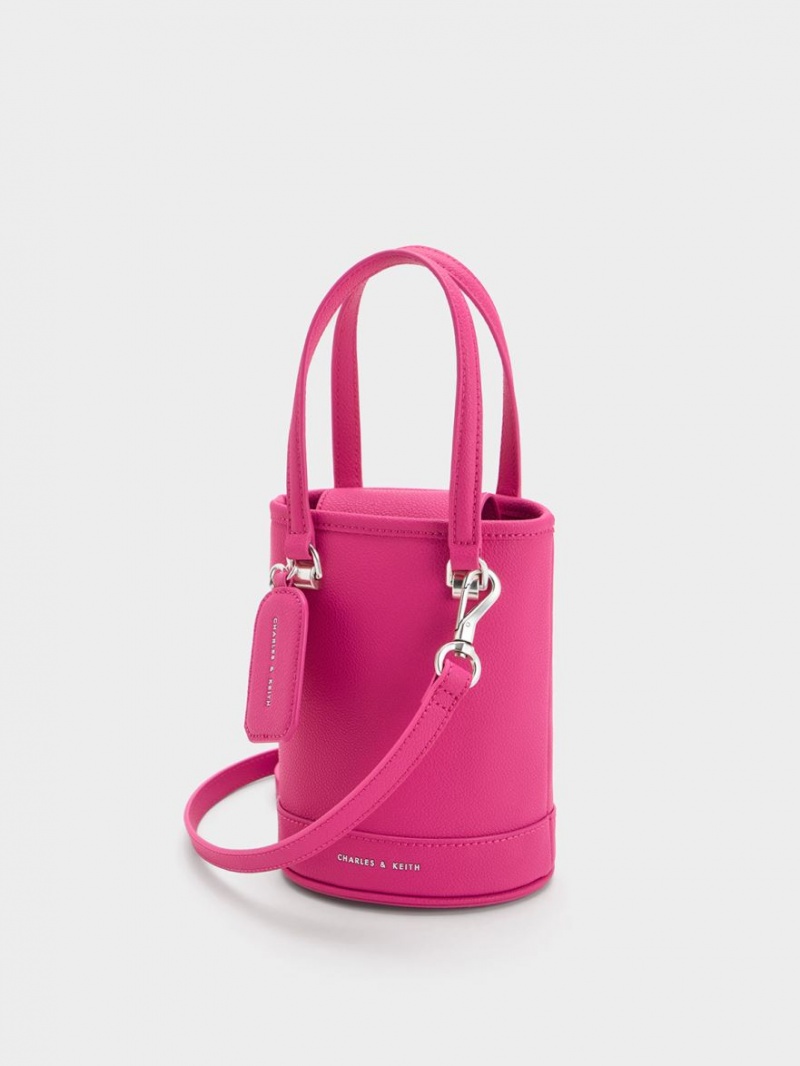 Charles And Keith Avis Cylindrical Bucket Bags Fuchsia | PHILIPPINES B086