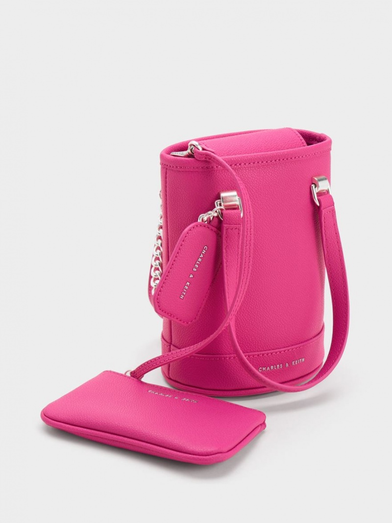 Charles And Keith Avis Cylindrical Bucket Bags Fuchsia | PHILIPPINES B086