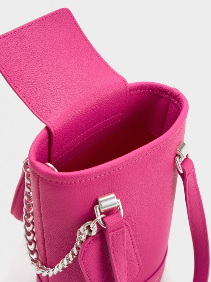 Charles And Keith Avis Cylindrical Bucket Bags Fuchsia | PHILIPPINES B086