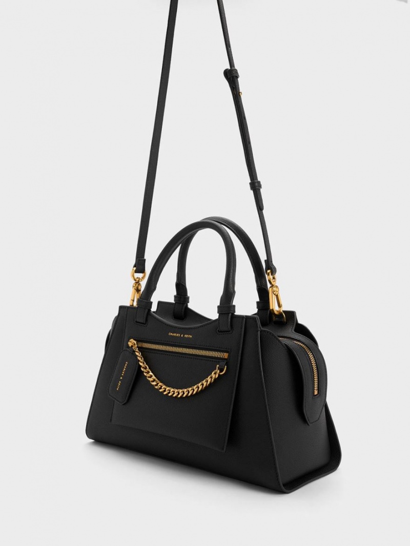 Charles And Keith Avis Trapeze Tote Bags Black | PHILIPPINES A736