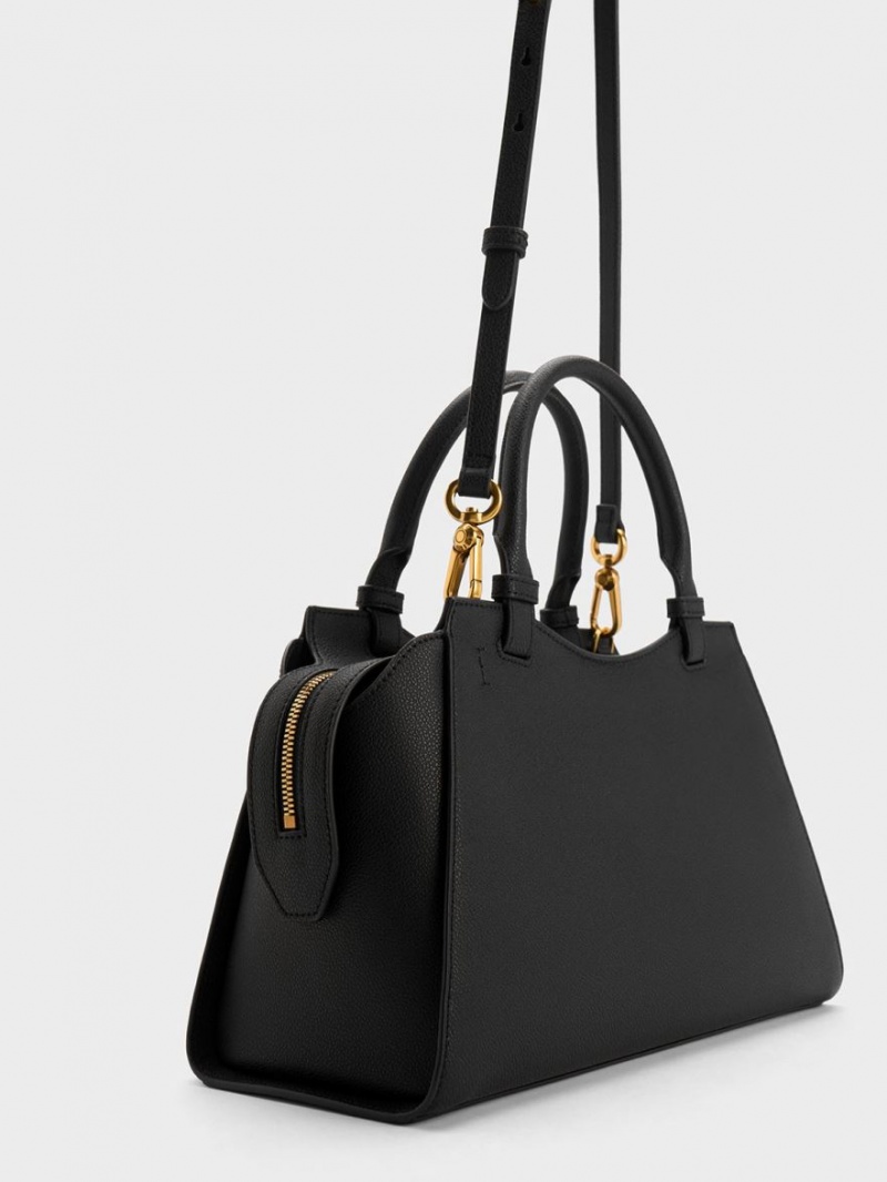 Charles And Keith Avis Trapeze Tote Bags Black | PHILIPPINES A736