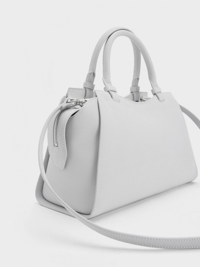 Charles And Keith Avis Trapeze Tote Bags Light Grey | PHILIPPINES X520