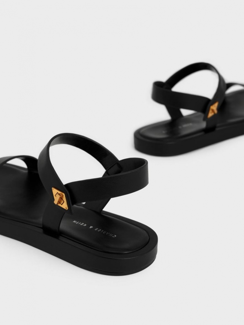 Charles And Keith Back Strap Sandals Black | PHILIPPINES U732