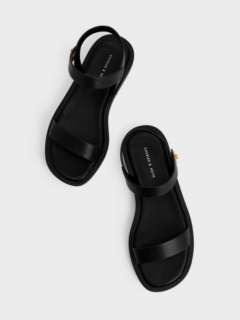 Charles And Keith Back Strap Sandals Black | PHILIPPINES U732