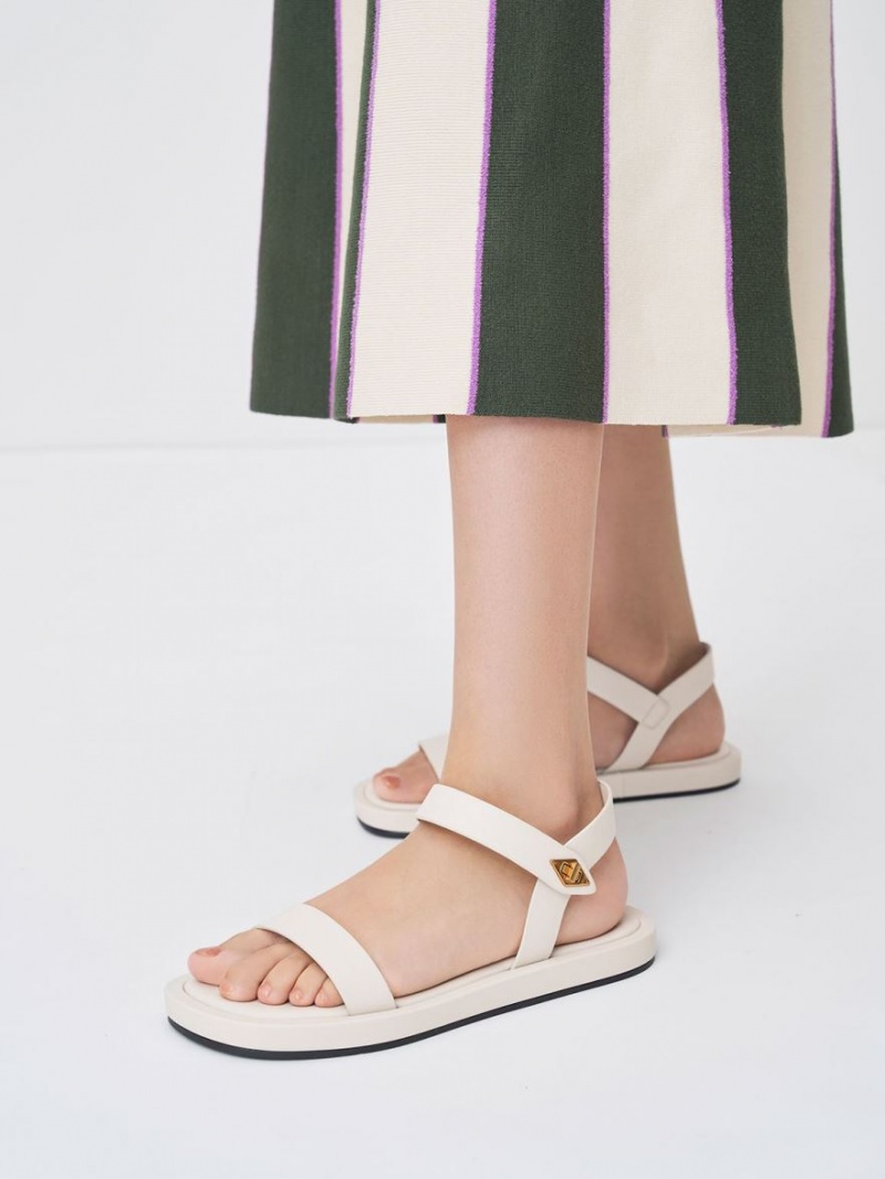 Charles And Keith Back Strap Sandals White | PHILIPPINES S396