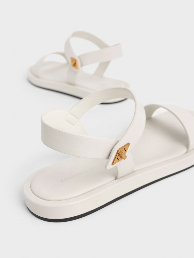 Charles And Keith Back Strap Sandals White | PHILIPPINES S396