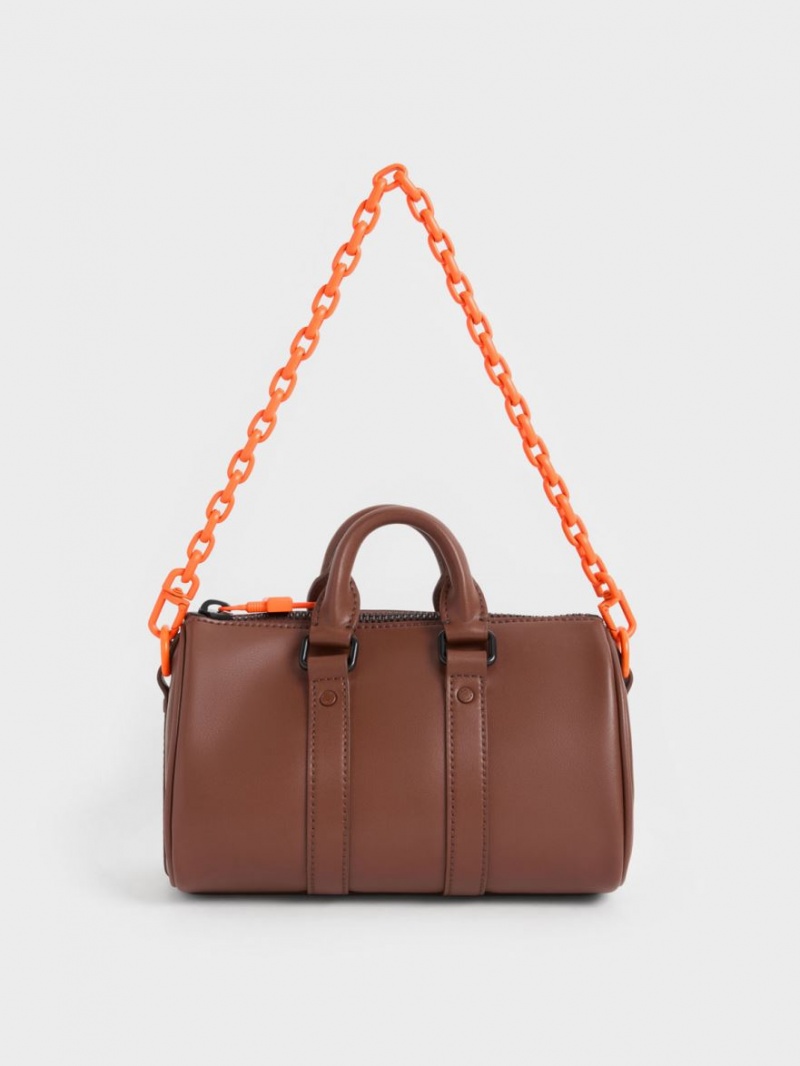 Charles And Keith Balta Chain-Link Bowling Crossbody Bags Brown | PHILIPPINES Z352