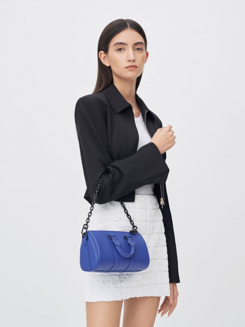 Charles And Keith Balta Chain-Link Bowling Crossbody Bags Blue | PHILIPPINES L207