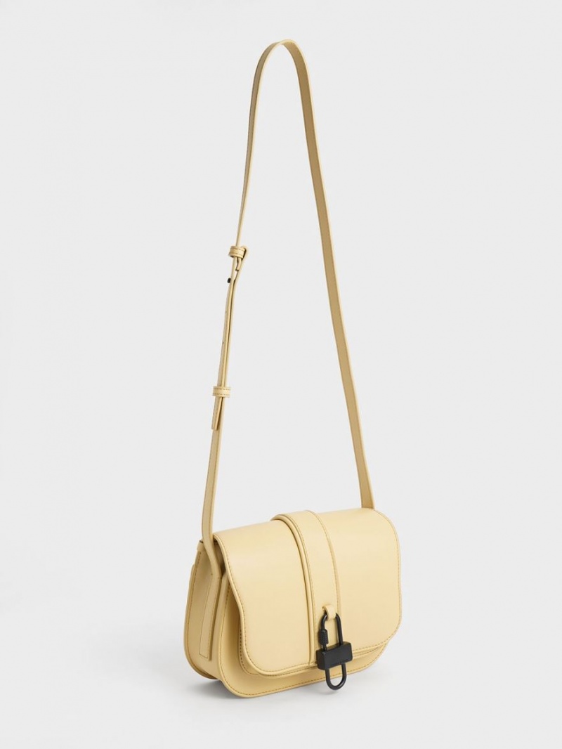 Charles And Keith Balta Padlock Crossbody Bags Beige | PHILIPPINES R126