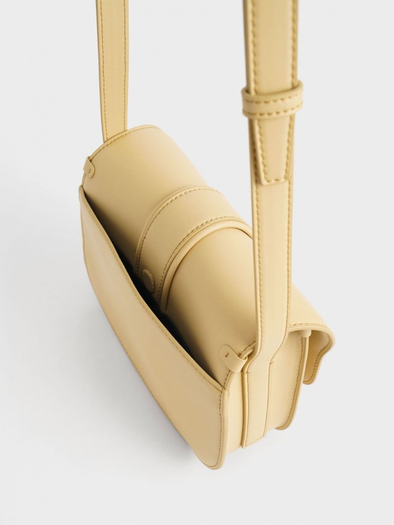 Charles And Keith Balta Padlock Crossbody Bags Beige | PHILIPPINES R126