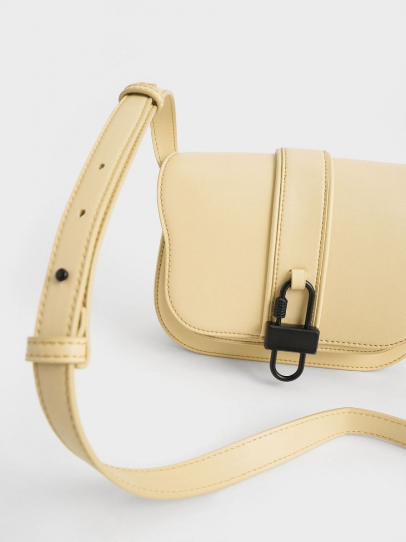 Charles And Keith Balta Padlock Crossbody Bags Beige | PHILIPPINES R126