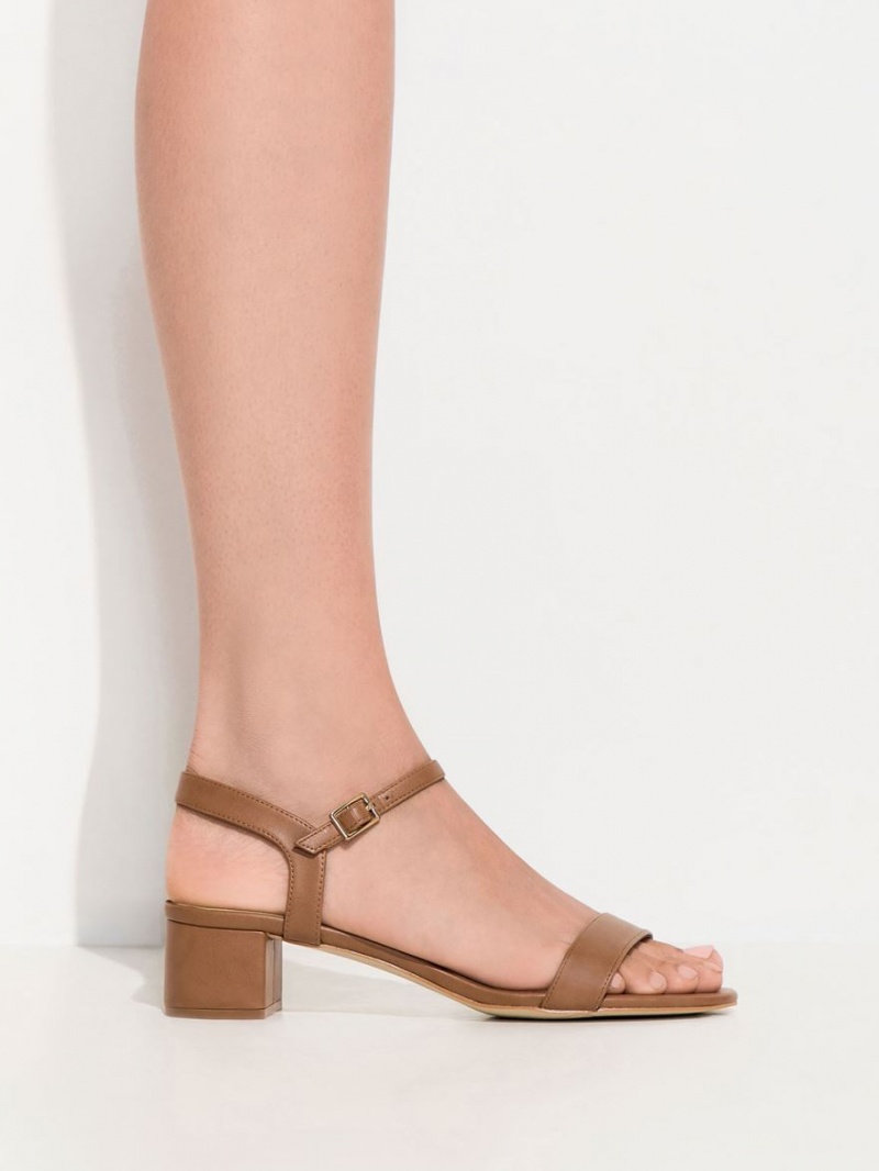 Charles And Keith Basic Open-Toe Heels Sandals Brown | PHILIPPINES G956