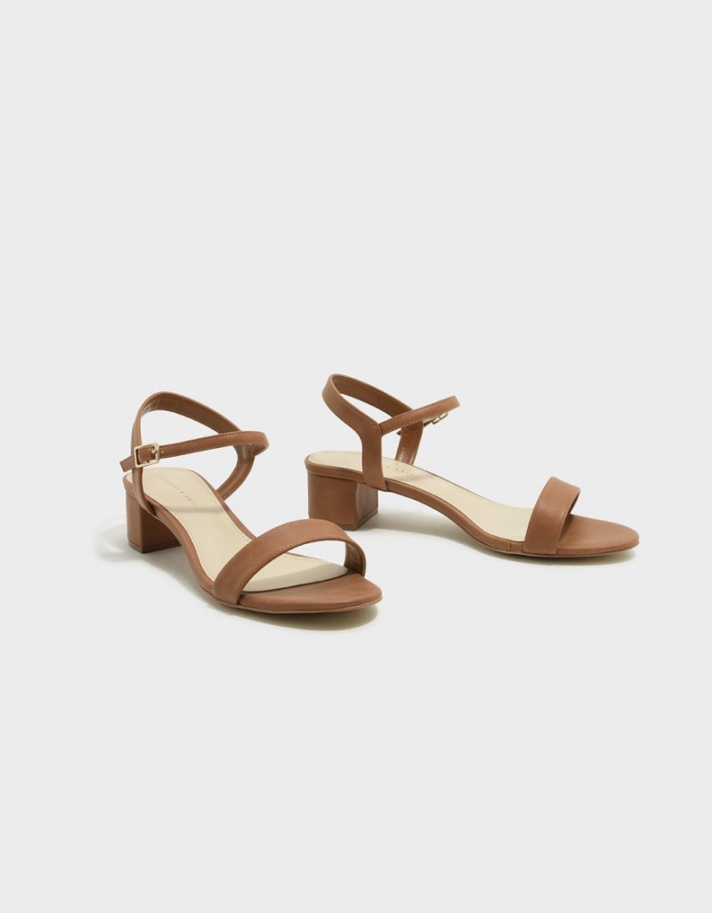 Charles And Keith Basic Open-Toe Heels Sandals Brown | PHILIPPINES G956