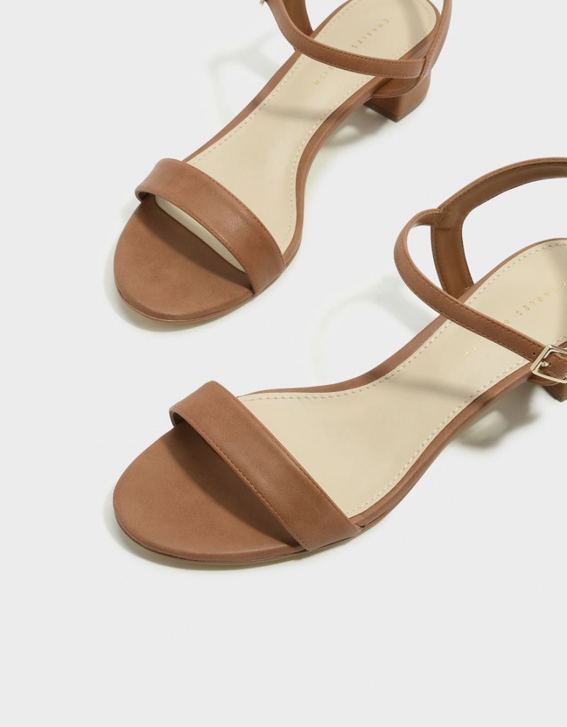 Charles And Keith Basic Open-Toe Heels Sandals Brown | PHILIPPINES G956