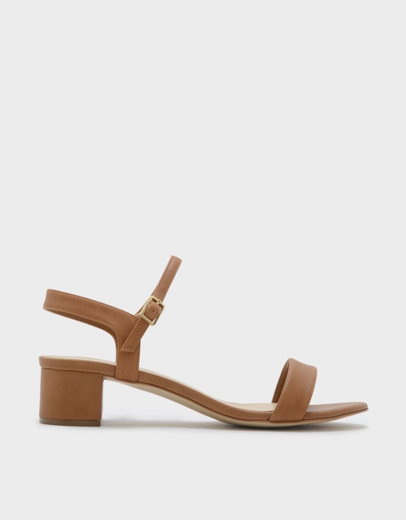 Charles And Keith Basic Open-Toe Heels Sandals Brown | PHILIPPINES G956